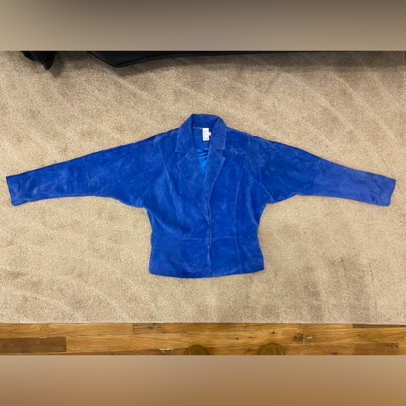 Vintage 100% Leather Cobalt Blue Jacket! - Picture 7 of 12